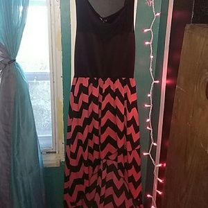 Peach and black chevron dress